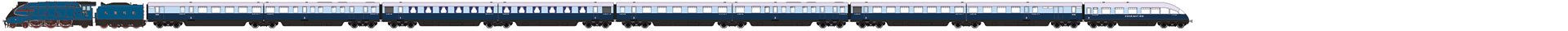 ECML - Potters Bar LNER Class A4 4-6-2 in LNER Garter blue livery hauling the LNER Coronation stock