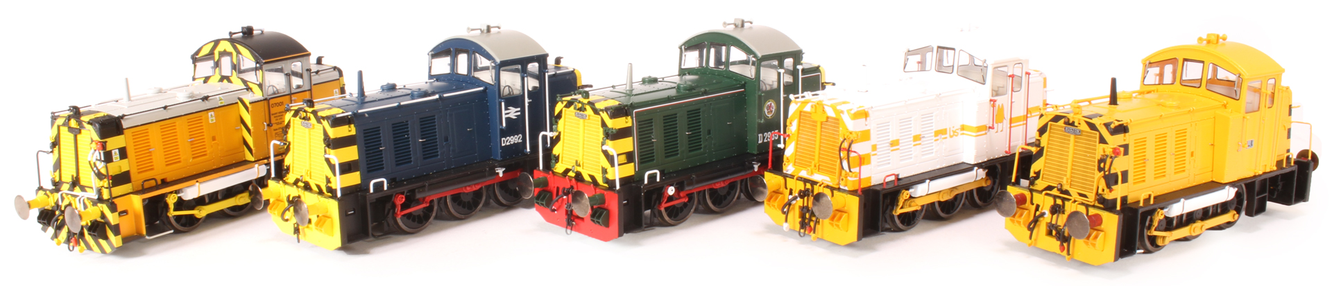 Five of the Class 07 shunters available from Heljan