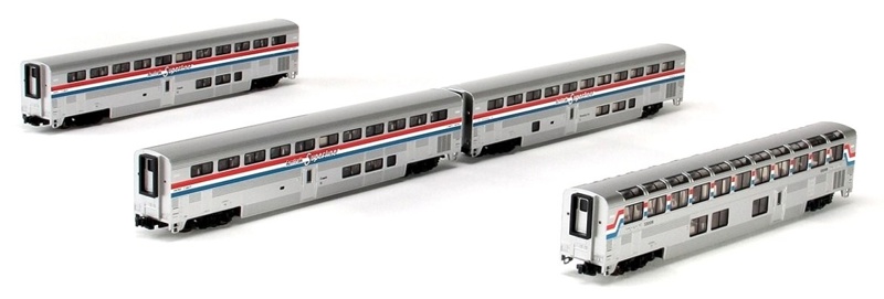 Kato 106-3517 Superliner cars of Amtrak - silver, red, - Hattons