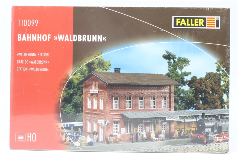 Kit Gare Waldbrunn Faller – Modèle HO à Assembler, 82 Pièces, Bâtiment En Briques Avec Quai Couvert