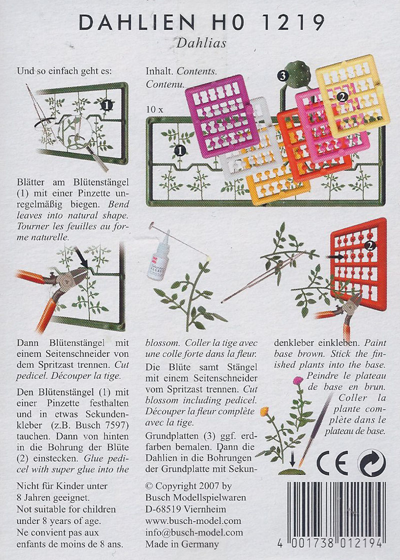 Busch Dahlias HO 1/87 – Assortiment à Coller Pour Réseau Ferroviaire – Hornby