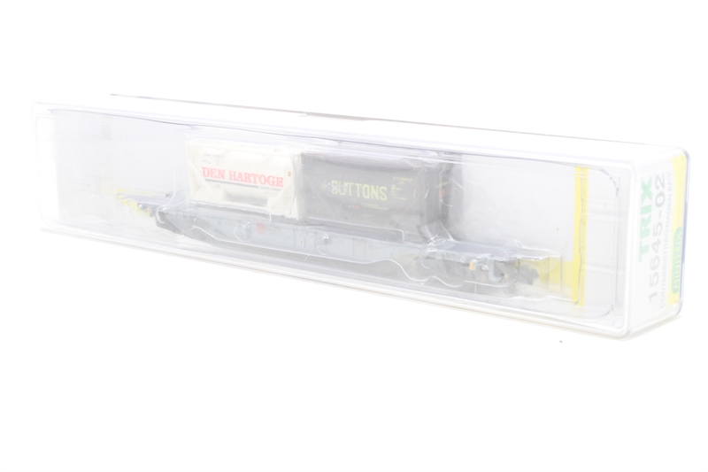 Minitrix 15645-02 Bogie Flat Wagon with two containers of - Hattons