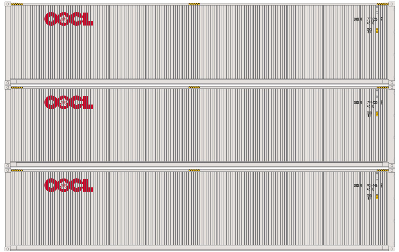 Athearn 17640ATH 40' Low-Cube Containers OOCL - pack of 3 - Hattons