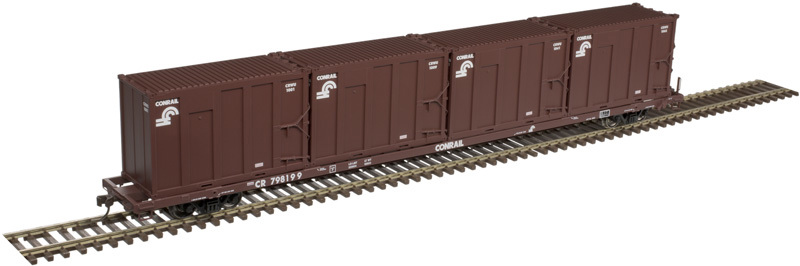Atlas 20006098 85' Trash Container Flat Car with 4 MSW - Hattons