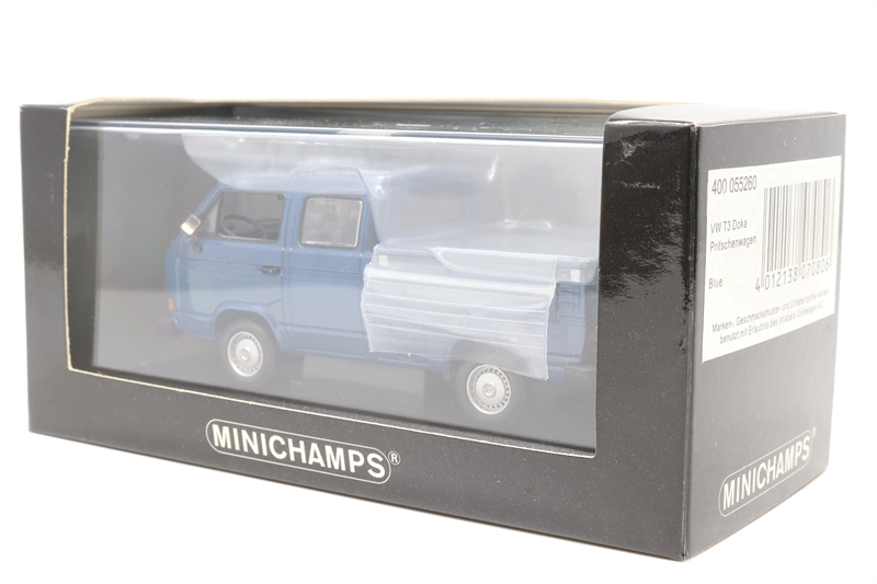Miniature Volkswagen T3 Doka 1983 – Minichamps 1/43 – Bleu – Pick-up