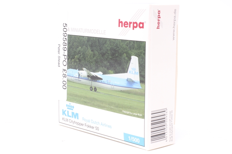 Herpa 509589 Fokker F.27-050 KLM cityhopper PH-LXJ 2000s - Hattons