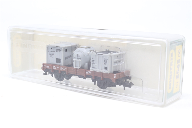 Minitrix 51-3565-00 Flat car with container load of the DB - Hattons