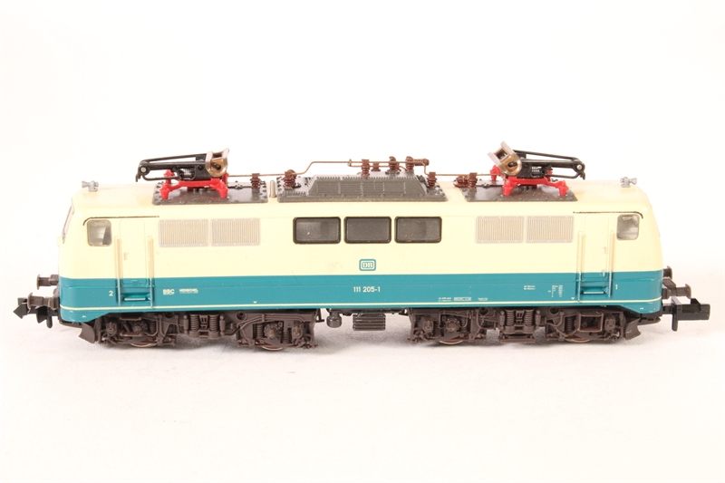 送料込みFLEISCHMANN #7348 ＤＢ（旧西ドイツ国鉄） ＢＲ１１１電気機関車 トルコブルー ＤＢ角ロゴ 外国車輌