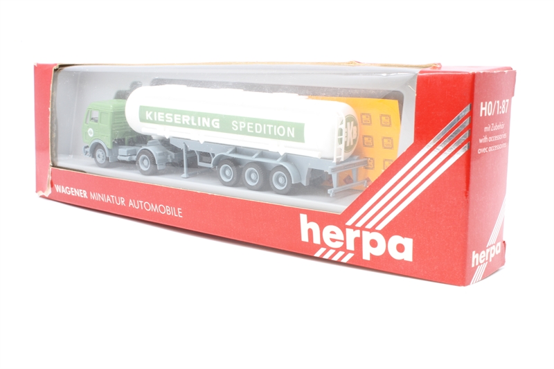 herpa Maquette Camion Mercedes-Benz Actros L Semi-remorque à Benne Ronde en Acier, échelle 1/87, Model Allemand, pièce de Collection, Figurine Plastique