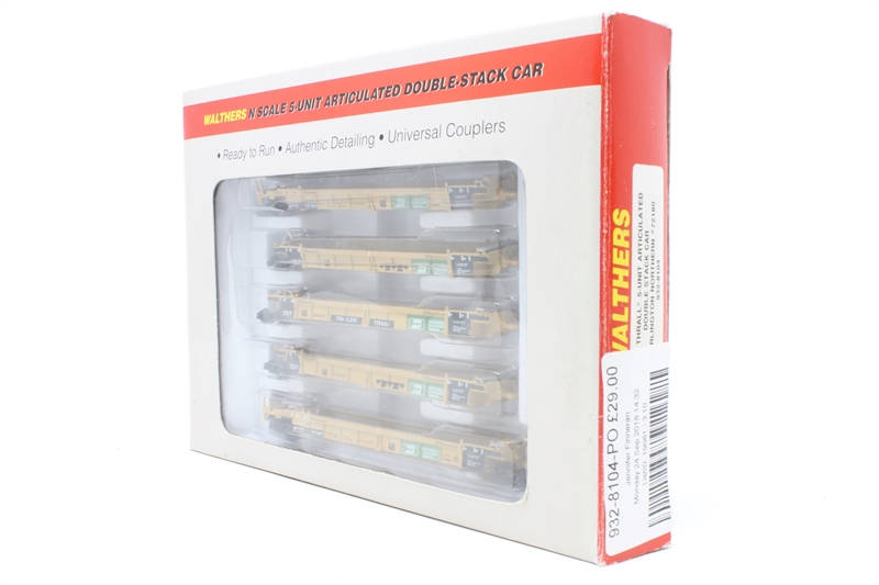 Walthers N Scale - Wagon Articulé 5 éléments Pour Transport De Conteneurs Double-stack (neuf)