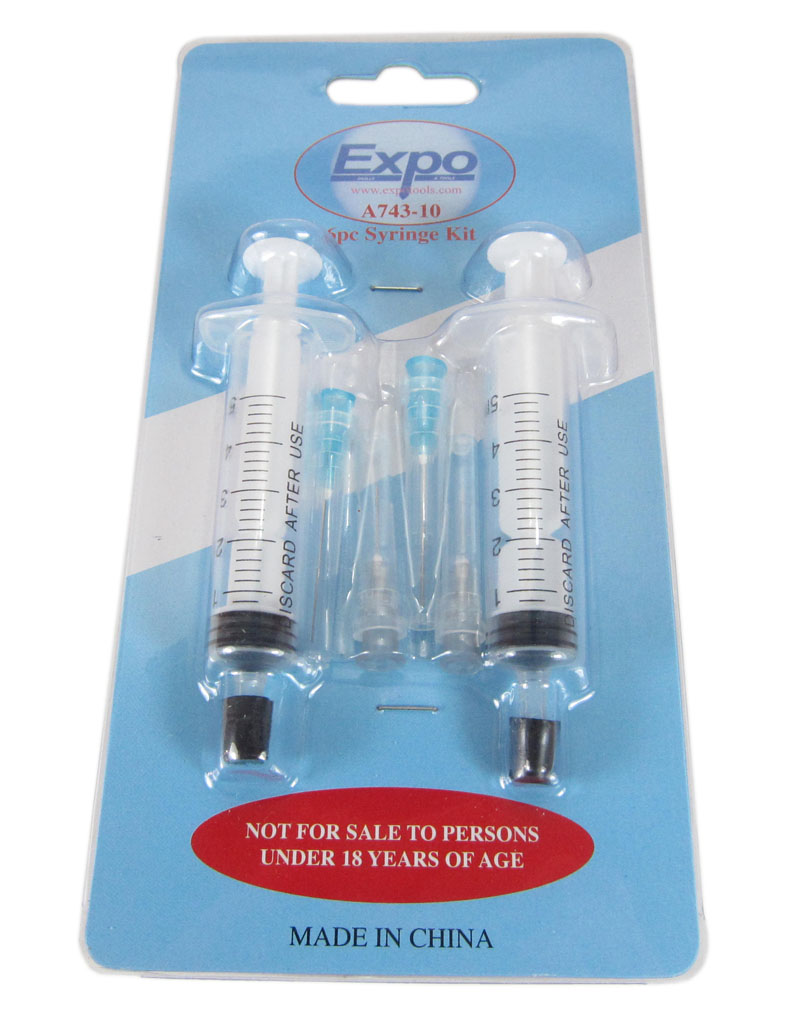 Multiple Point Syringe Kit Expo Drills & Tools A74310 5ML Syringe kit with 2 syringes and assorted ...