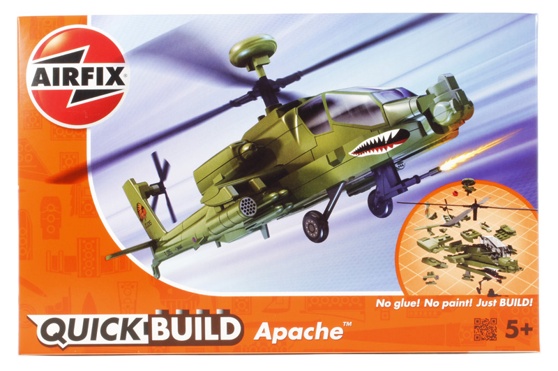 Airfix Quick Build Apache Helicopter – Snap Together Plastic Model Kit J6004