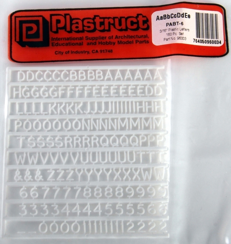 Plastruct PABT6 96003 3/16" Plastic Letters pack of 160 Hattons