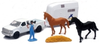 04086B Country Life Horse Transport Playset, White Pickup Truck and Accessories