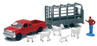 04086E Country Life Goat Transport Playset, Red Pickup Truck and Accessories