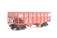 05600110 2-bay ribbed side open hopper of the Western Maryland - brown with white lettering 10011