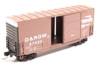 10100130 40' high cube smooth side boxcar of the Rio Grande - brown with white lettering 67420