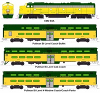 106104LS EMD E8A and Pullman Bi-Level "400" Train, Chicago and North Western (6-Unit Set with ESU LokSound DCC)