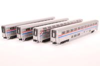 106-3502 Superliner of Amtrak - silver with red,white & blue stripes 4-Car Set