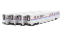 106-3510 Superliner of Amtrak - silver with red, white and blue stripes. 4-Car Set