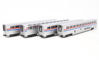106-3518 Superliner cars of Amtrak - silver, red, white and blue 4-Car Set