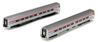 Amfleet II coach of Amtrak - silver, red, white and blue 25023, 25056