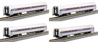 Amfleet I of Amtrak - silver, blue and red 4-Car Set (with lighting)