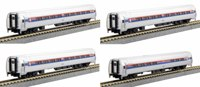 Amfleet I coach & cafe of Amtrak - silver, blue and red 4-Car Set