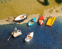 1157 Boat/Raft Set w/Trailer - Kit - 4 Boats, 1 Raft