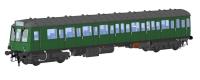 Class 149 DMU unpowered trailer car W56282 in BR green with small yellow panels