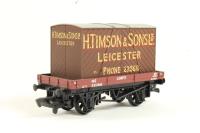 13102 1-Plank Lowfit wagon in NE brown 221104 and "H. Timson & Sons" container load