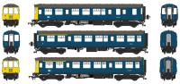 Class 104 3 car DMU in BR blue with full yellow ends and headcode panel - M50436 - M59141 - M50488