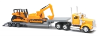 15273 Kenworth W900 Lowboy with Dozer and Excavator