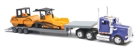 15283 Kenworth W900 Lowboy with Paver and Roller