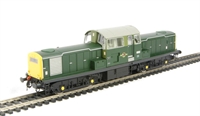 Class 17 Clayton diesel 8592 BR green with large yellow panel.