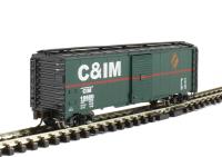 17051 Standard Steel 40' single plug door boxcar of the Chicago & Illinois Midland - green with black roof & red stripe 16660