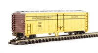17953 50' mechanical reefer of the Fruit Growers Express - yellow with black stripes and aluminum roof 90488