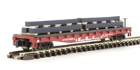 18964 Flat Car of the Atchison, Topeka & Santa Fe Railroad with steel load