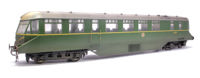 1904W Custom Weathered GWR AEC ‘Razor Edge Railcar BR green with speed whiskers (white cab roofs) No.W32W Diesel Locomotive