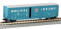19653 50' ACF outside braced boxcar of the Middletown & New Jersey - blue with aluminum roof 120682