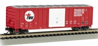 19654 50' ACF outside braced boxcar of the Providence & Worcester - red 112