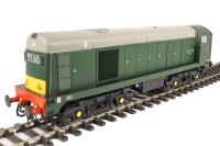 Class 20 in BR green with small yellow panels and 4-character headcodes