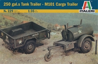 229 250 gallons tank trailer and M101 cargo trailer for Jeep or CCKW 6x6