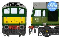 Class 25/2 D5234 in BR two-tone green with small yellow panels