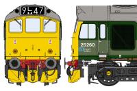Class 25/3 25260 in BR two tone green with full yellow ends