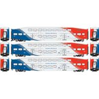 25970 Bombardier Bi-Level Commuter set with 3 Coaches # in Utah Front Runner Red, White & Blue