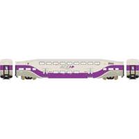 25973 Bombardier Bi-Level Commuter Coach in Altamont Corridor Express White, Purple & Tan #3221