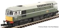 Class 33/0 D6523 in BR green with bodyside white stripe & small yellow panels - Digital fitted