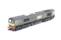 Class 66 66779 "Evening Star" in BR green with GB Railfreight branding
