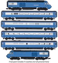 Class 43 HST full train M43055 & M43046 in Midland Pullman blue with 9 x Mk3 coaches